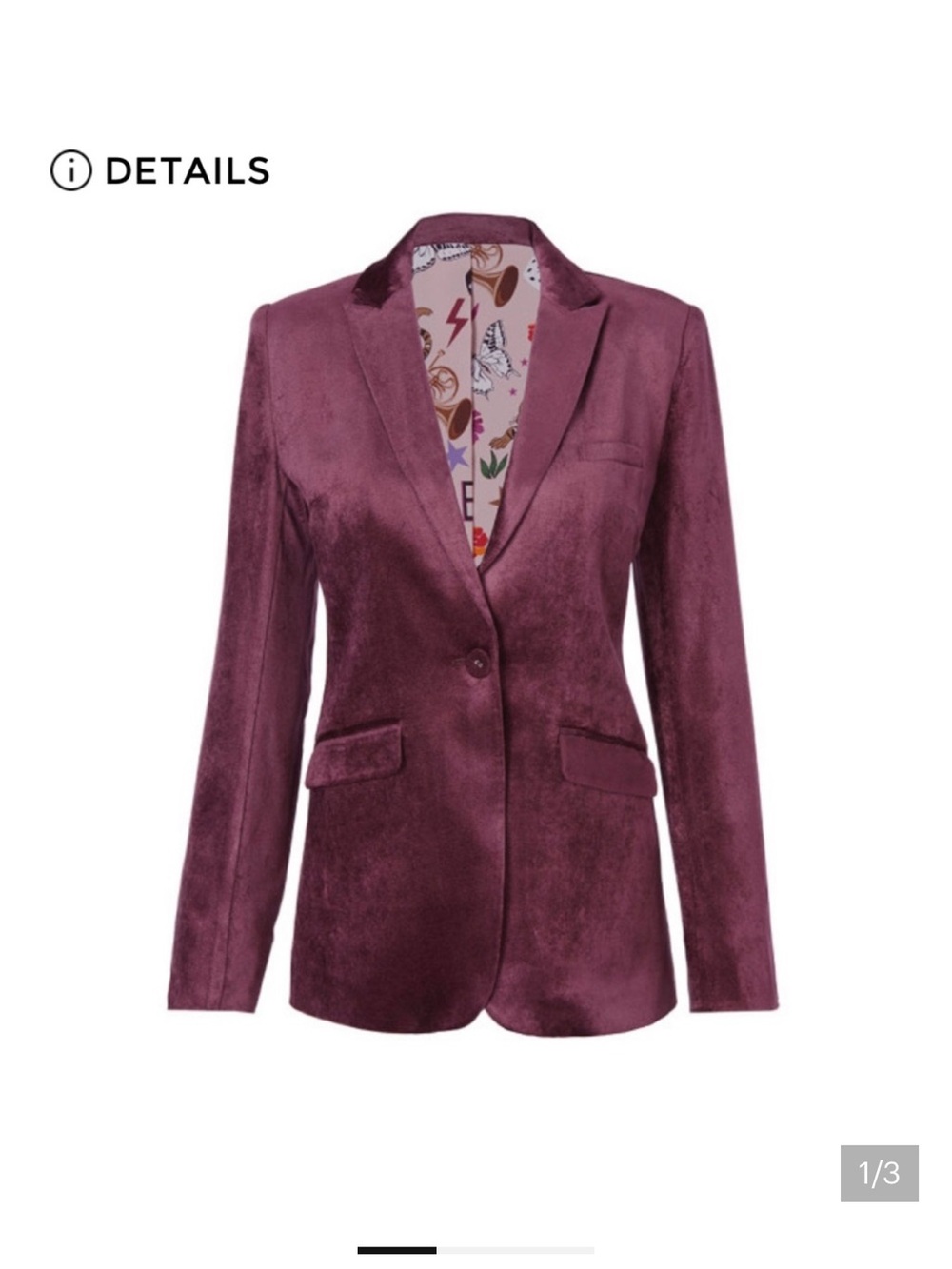 CAbi Plum Velvet Single-Button Blazer